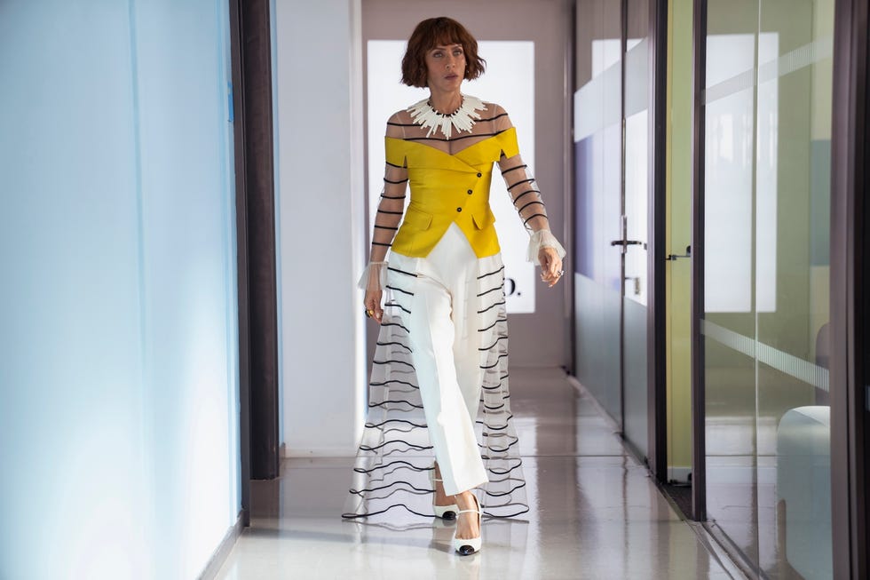 A stylish figure showcasing a modern outfit.