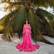 Pink, Dress, Tree, Palm tree, Arecales, Plant, Vacation, Magenta, Gown, Photography, 