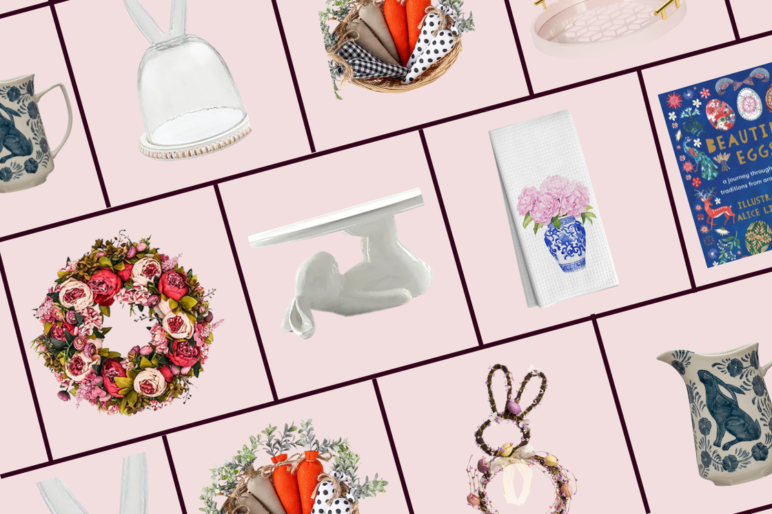 Decorative spring-themed home items.