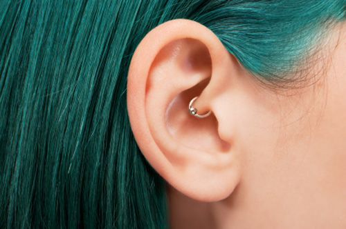 Ear, Body piercing, Earrings, Green, Organ, Body jewelry, Nose, Turquoise, Hearing, Close-up, 