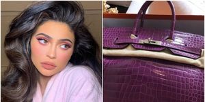 Handbag, Bag, Purple, Birkin bag, Violet, Beauty, Eyebrow, Fashion accessory, Lavender, Lilac, 