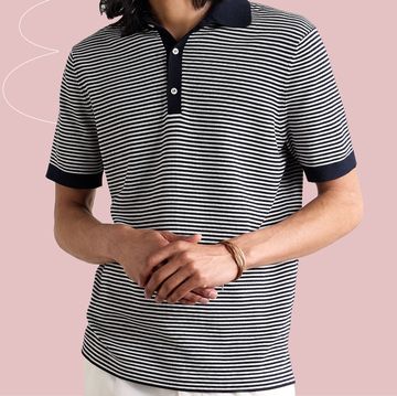 a man wearing a striped shirt