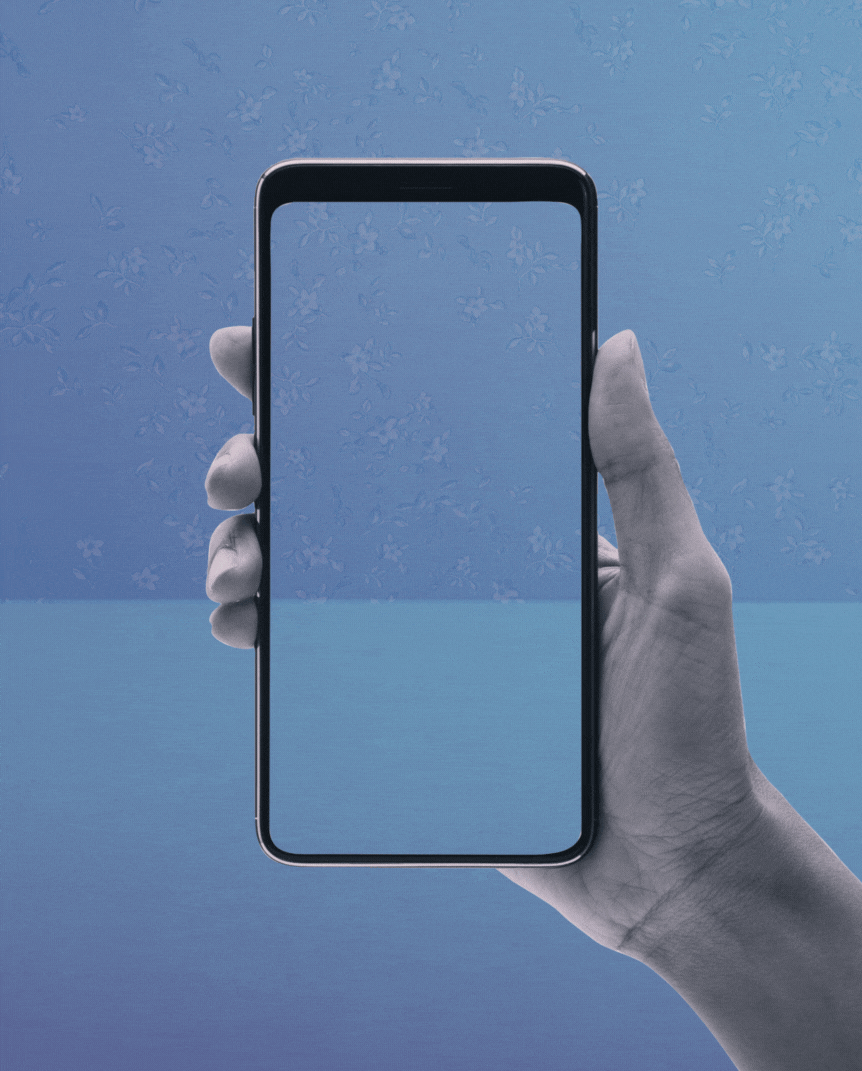 a hand holding a phone with stat reading 80 percent of middle schoolers can't tell the difference between an ad and a news story