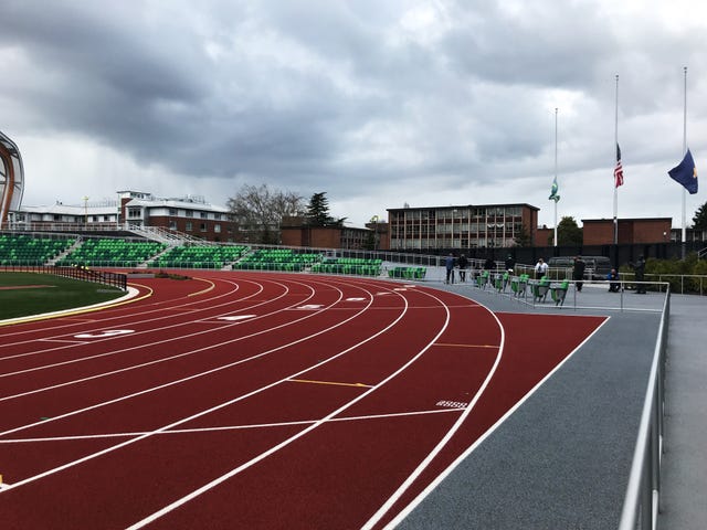 hayward field behind the scenes in oregon in march 2021