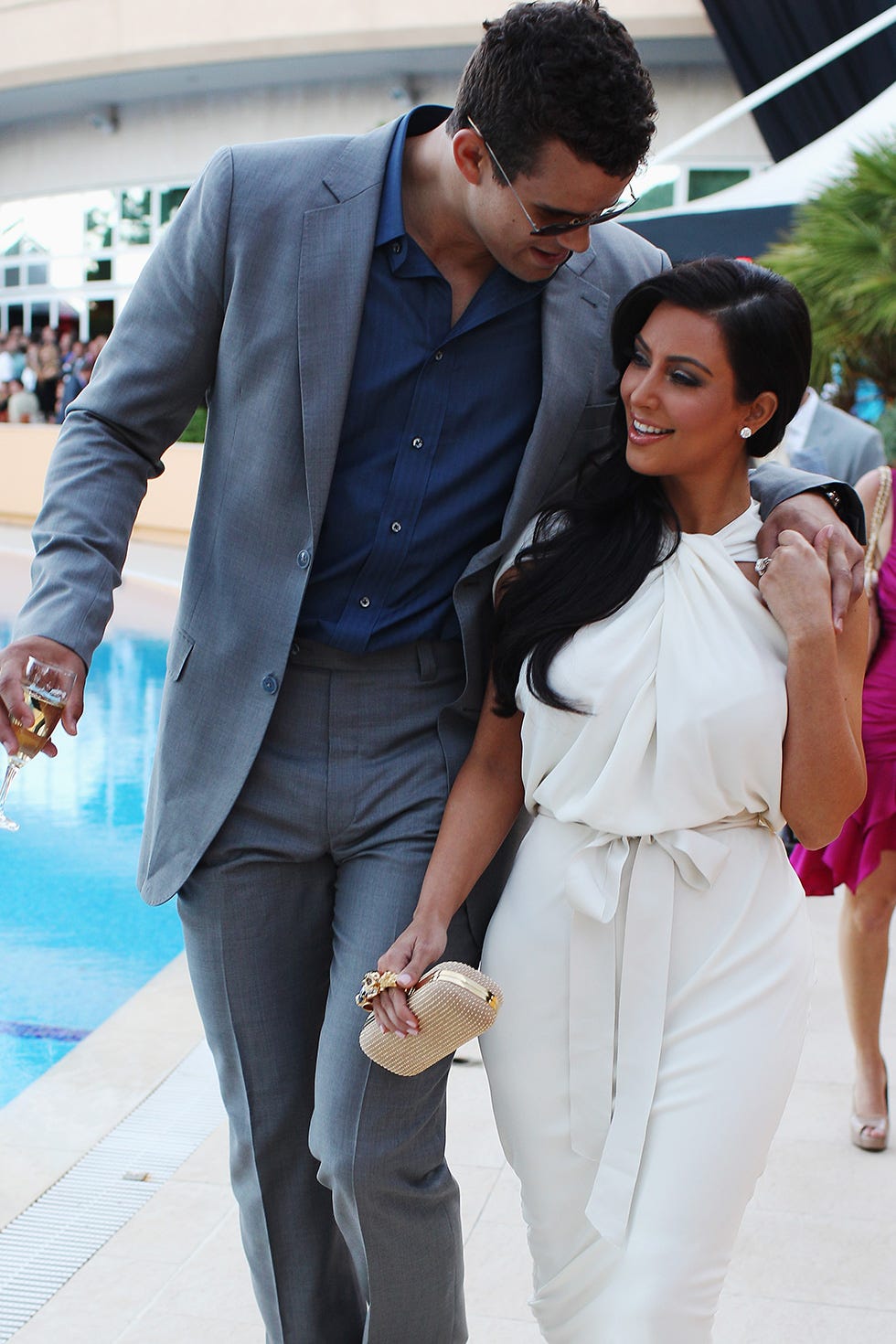 White, Suit, Fashion, Snapshot, Formal wear, Dress, Interaction, Outerwear, Street fashion, Smile, 