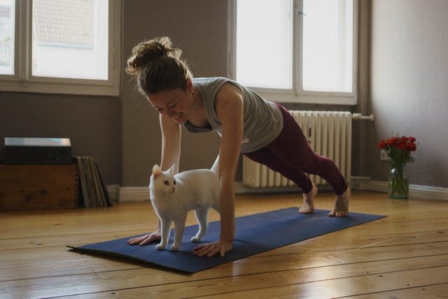 vrouw is aan het planken in haar huis