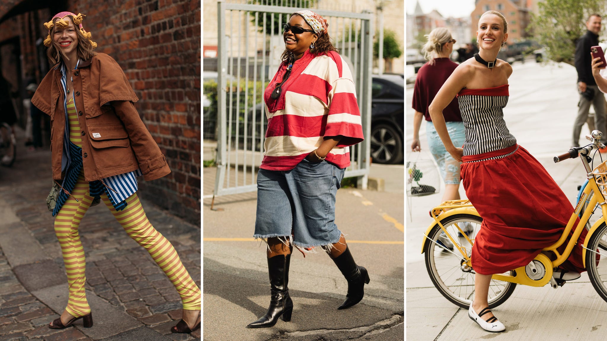 stripes on women at copenhagen fashion week