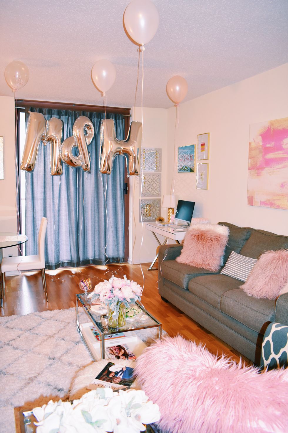 Room, Furniture, Bedroom, Blue, Pink, Bed, Interior design, Property, Living room, Turquoise, 