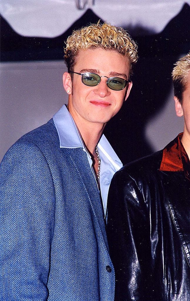 best 90s fashion trends, man justin timberlake, wearing colored sunglasses