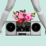 Boombox, Pink, Electronics, Portable media player, Product, Skin, Beauty, Technology, Audio equipment, Leg, Boombox, Pink, Electronics, Portable media player, Product, Skin, Beauty, Technology, Audio equipment, Leg,