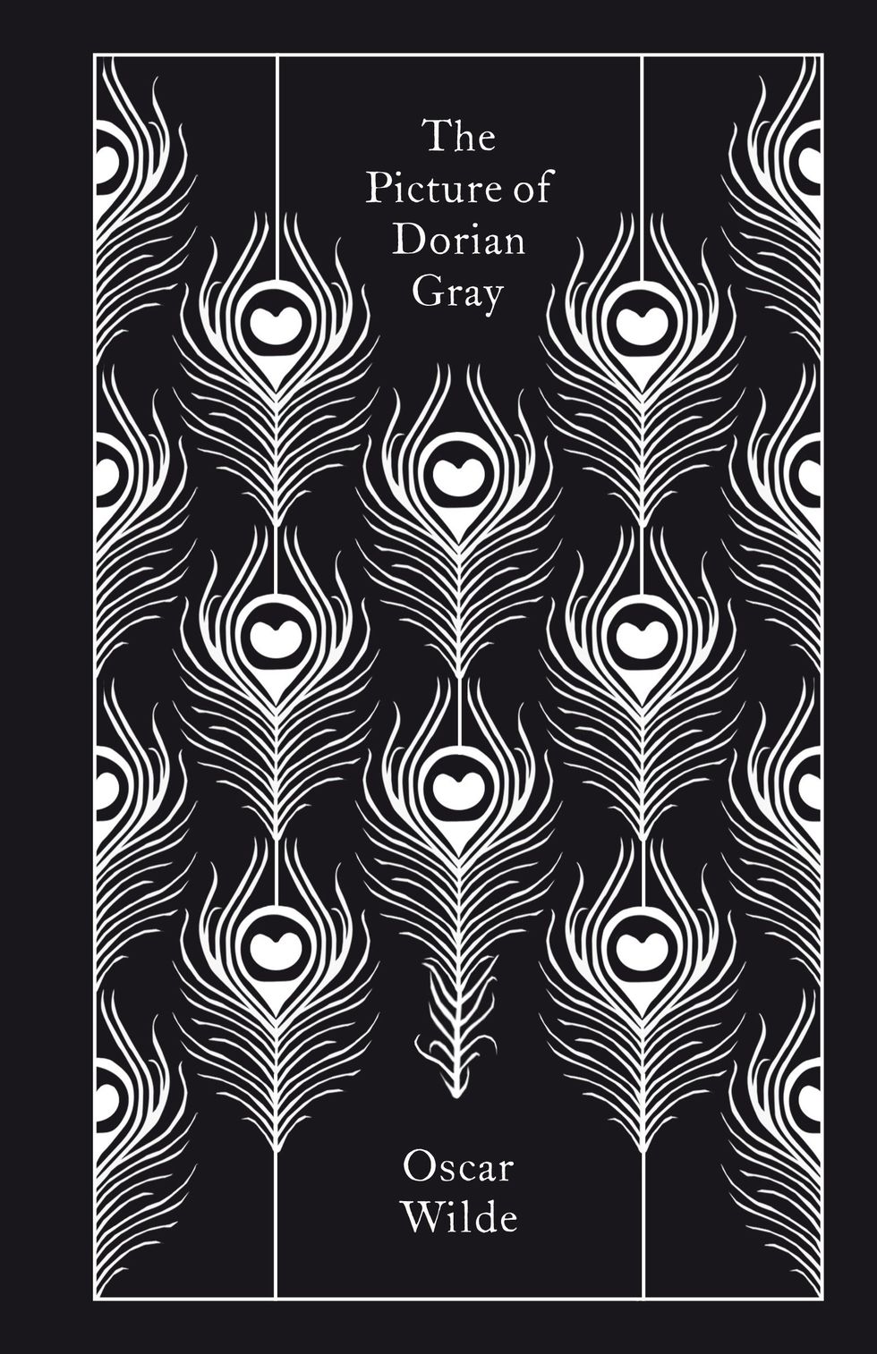 the picture of dorian gray by oscar wilde cover in a clothbound classic featuring a white feather print on a black cover
