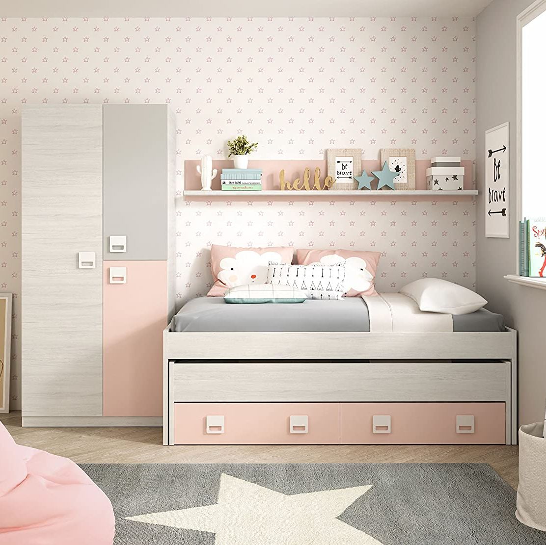 Dormitorio para niñas compacto Lineal con armario- Envío Gratis