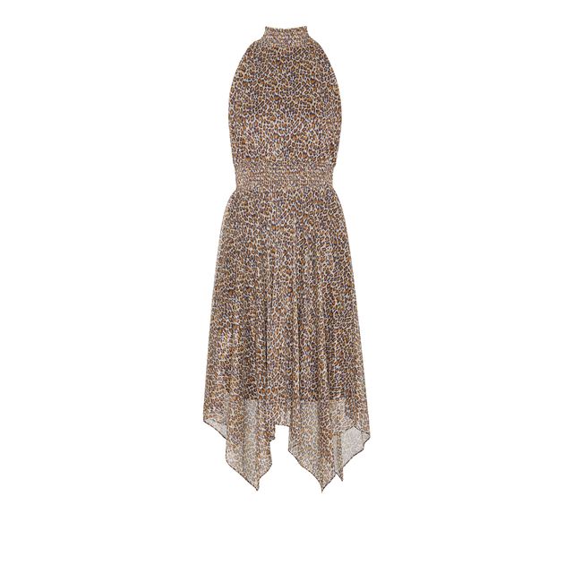 Clothing, Dress, Beige, Brown, Outerwear, Cocktail dress, Strapless dress, Fashion accessory, Stole, Day dress, 