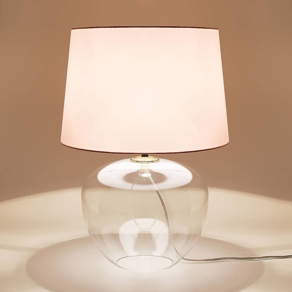 Lampshade, Lighting accessory, Lamp, Light fixture, White, Lighting, Light, Table, Room, Interior design, 