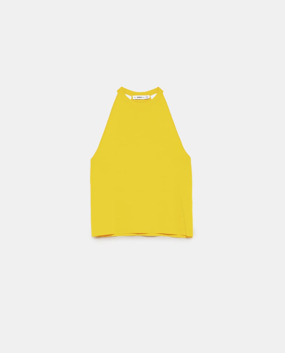 Yellow, Clothing, Outerwear, Crop top, Sleeve, T-shirt, Sportswear, 