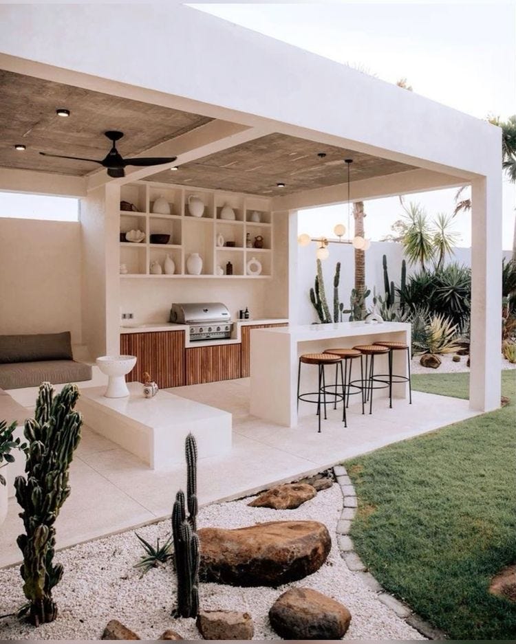 cocina de exterior con porche