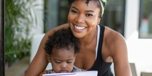 gabrielle union and her daughter, kaavia james, with union's new children's book 'welcome to the party'