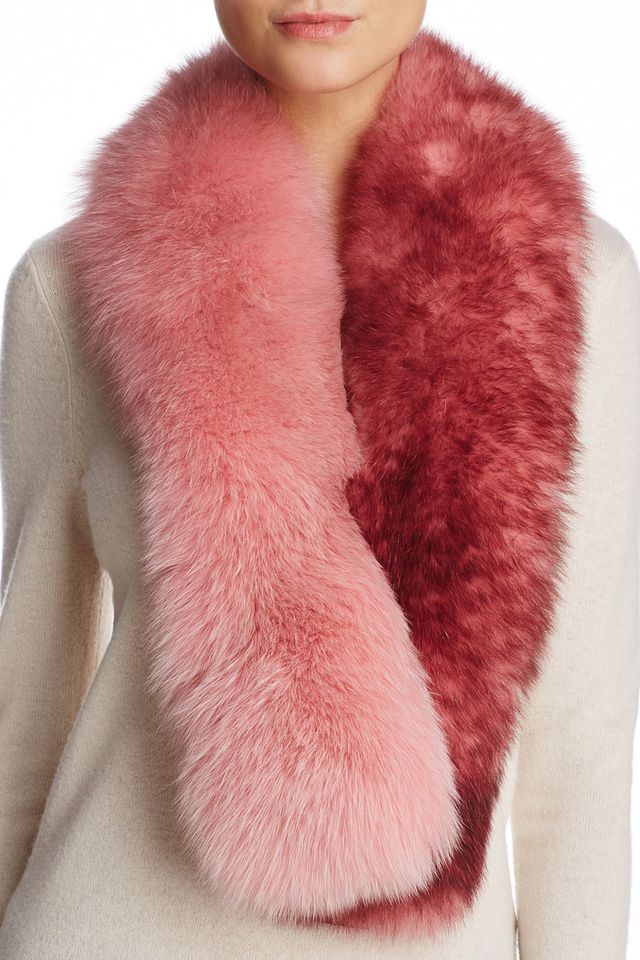 Fur, Fur clothing, Clothing, Pink, Stole, Outerwear, Neck, Textile, Scarf, Natural material, 