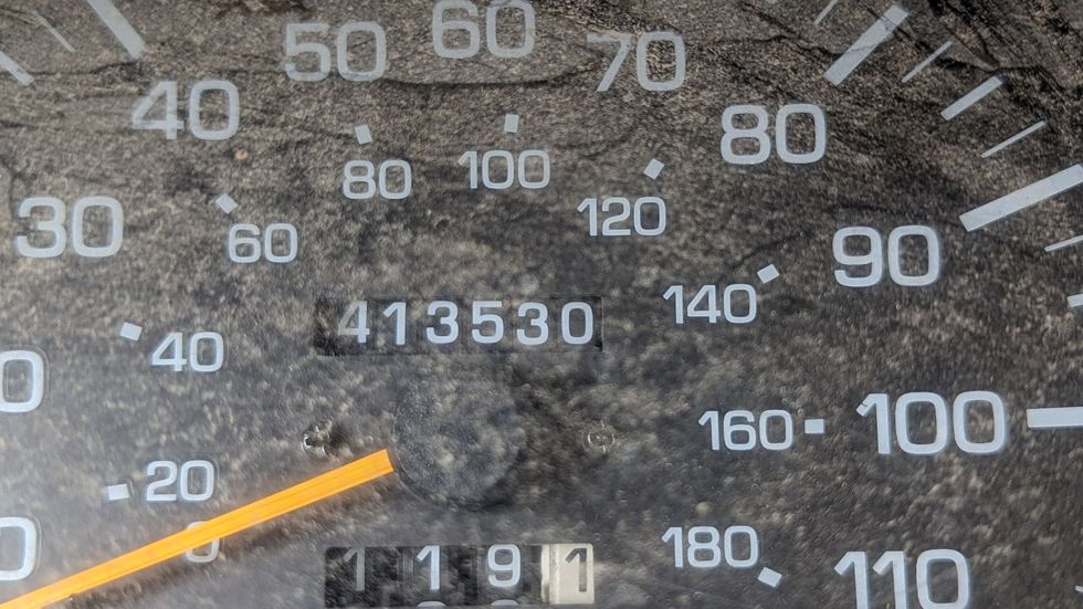 1995 toyota previa with 413k miles in junkyard