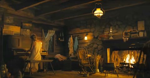 taylor swift in a log cabin in the cardigan music video