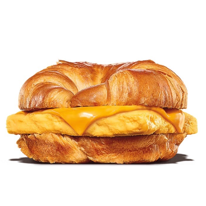 croissant sandwich with cheese and egg patty