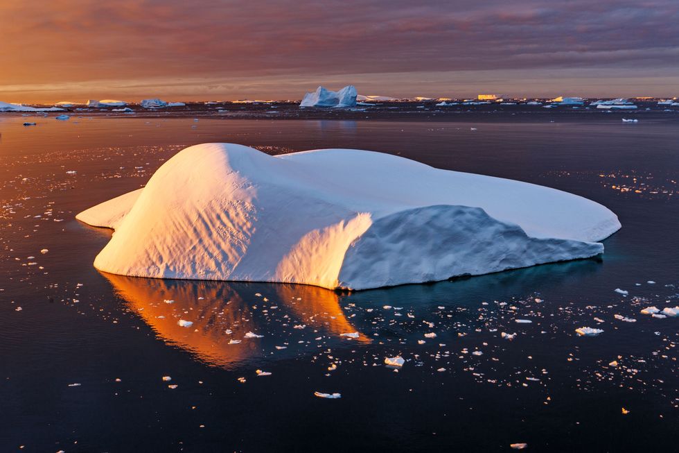 Aan de sierlijke welvingen van deze ijsberg is te zien hoe snel hij is afgesmolten sinds hij door een gletsjer in het Lemairekanaal werd afgezet Aan de westkant van het Antarctisch Schiereiland is het sinds 1950 s winters vijf graden warmer geworden