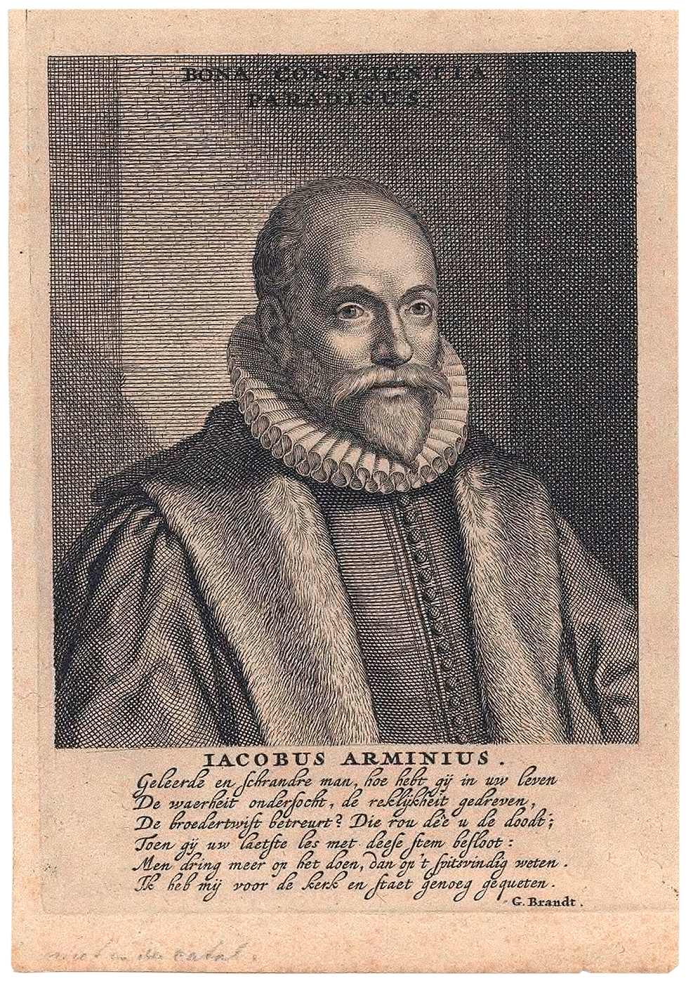 Jacob Arminius geportretteerd in G Brandt Historie der Reformatie 1674