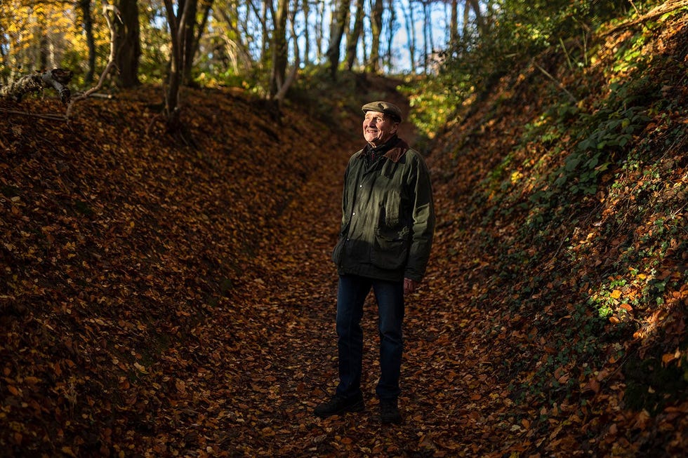 Sjeng Jehae geniet van de natuur die hij zo goed kent het oude Vijlenerbos in ZuidoostLimburg Nog altijd staat Jehae die hier 43 jaar lang als boswachter werkte voor dag en dauw op om een wandeling te maken door zijn geliefde bos waarbij hij geregeld ook langs deze holle weg komt