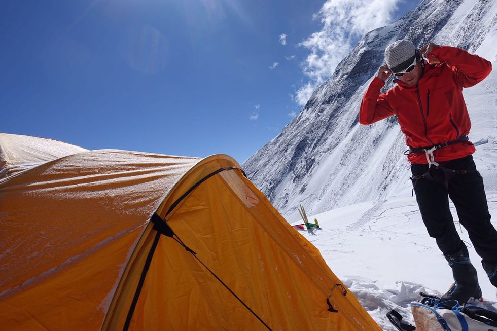 Richards bereidt zich voor om de noordflank van de Mount Everest te beklimmen