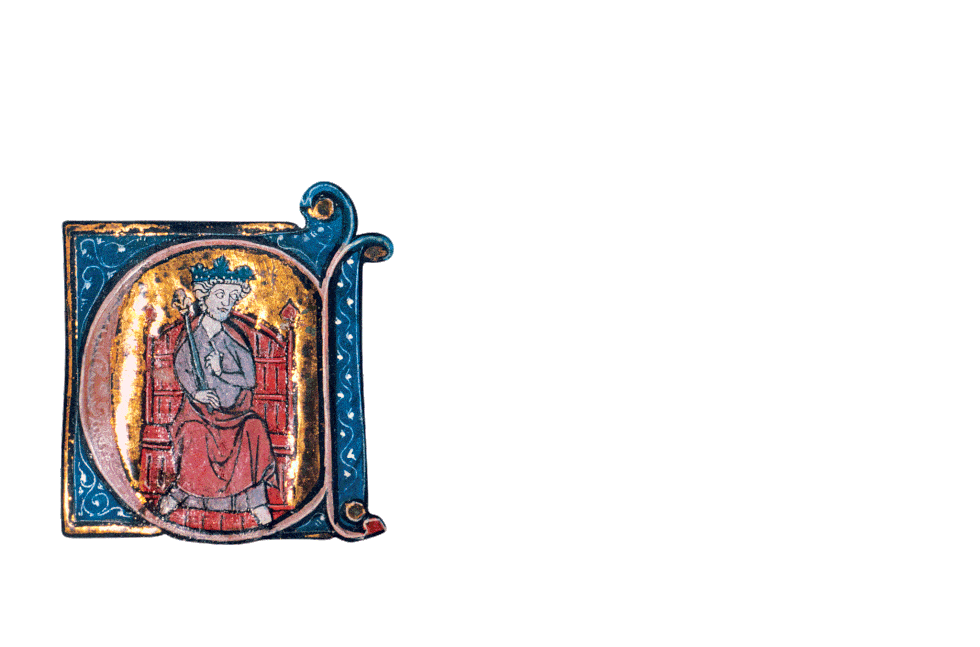 Koning Filips II die van 1179 tot 1223 heerste miniatuur uit een dertiendeeeuws handschrift Bibliothque SainteGenevive Parijs