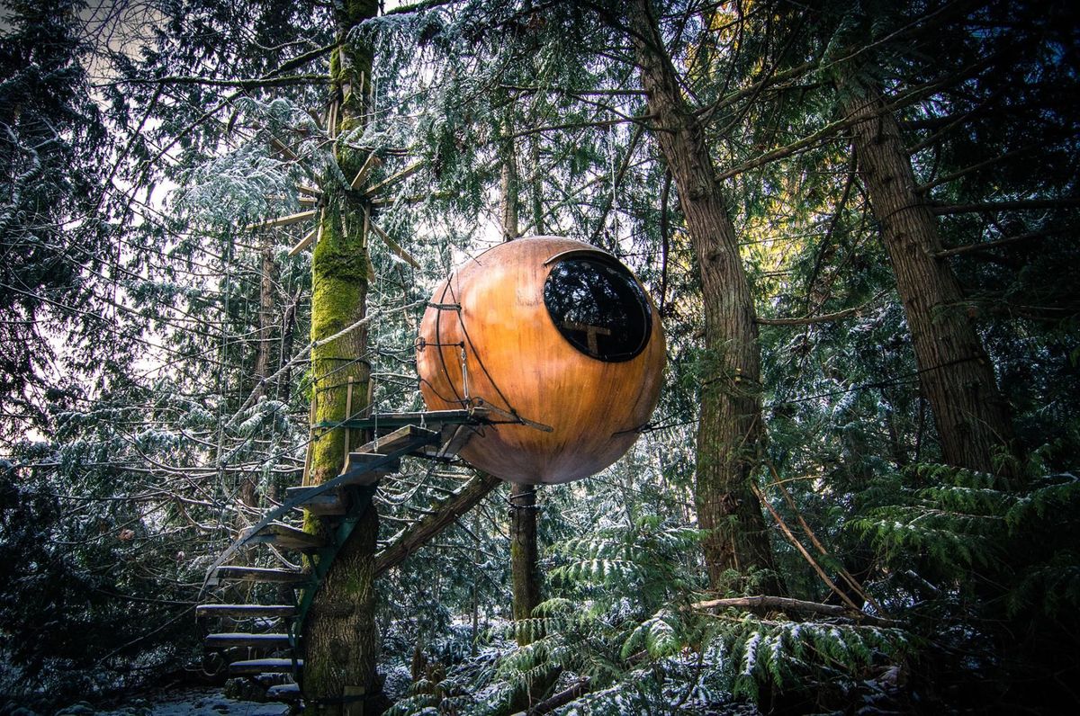 Maguire House aan het Free Spirit Spheres in Vancouver Island