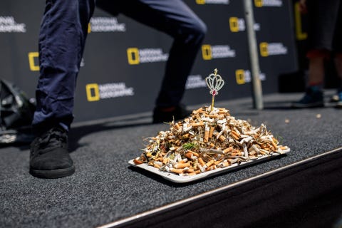 De filters van sigaretten zijn ook van plastic gemaakt Dit is de hoeveelheid sigaretten die slechts n van de tien groepen heeft opgeraapt