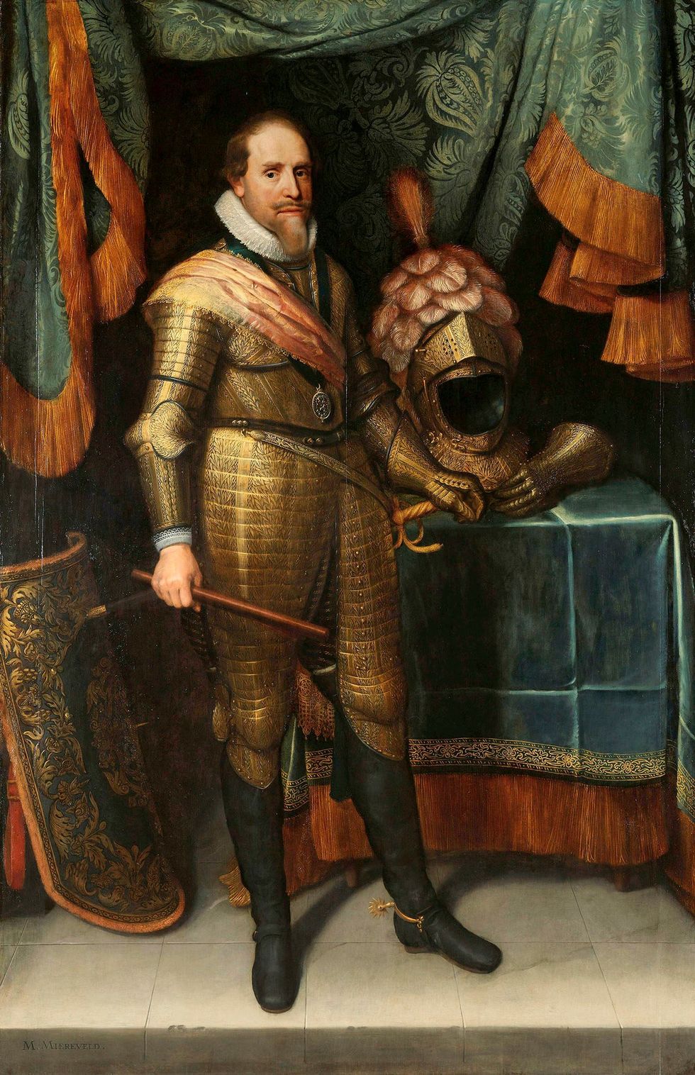 Staatsieportret van stadhouder Maurits prins van Oranje schilderij van Michiel Jansz van Mierevelt ca 16131620