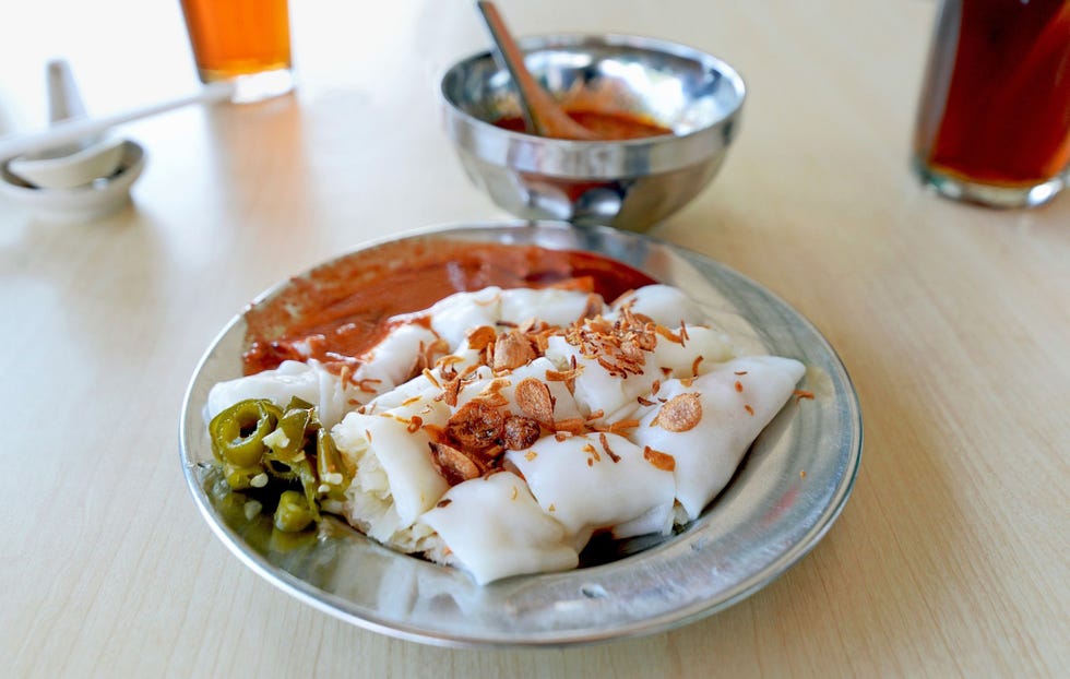 Chee cheong fun een Kantonees rijstnoedelbroodje
