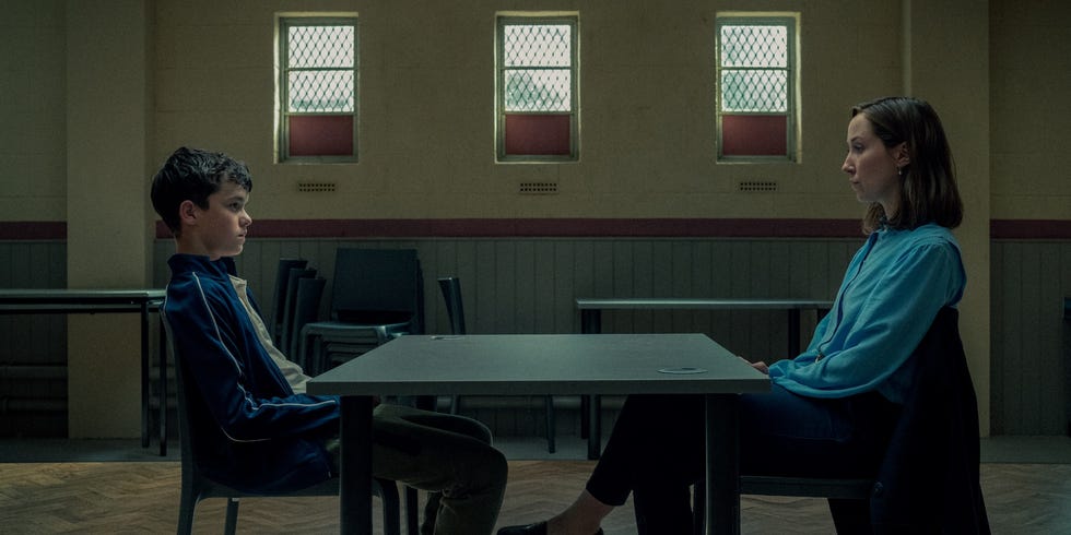 Youth. (l to r) Owen Cooper as Jamie Miller, Erin Doherty as Briony Ariston, in youth. Cr. With the kind permission of Ben Blackall/Netflix © 2024