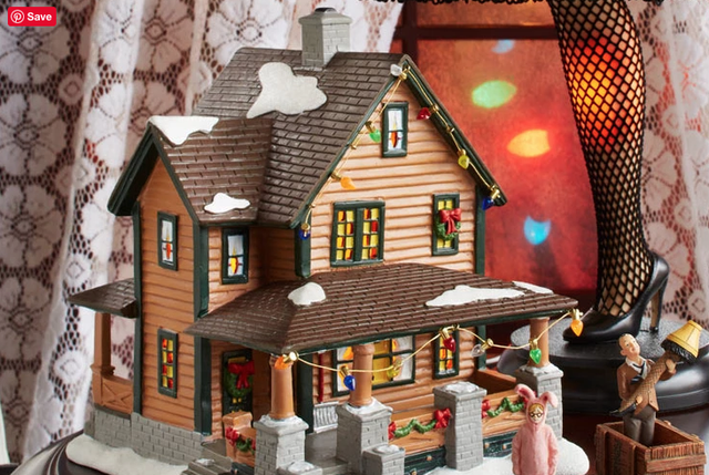 Christmas Village Rustic Cottage/Cabin with Boy & Dogs Figurine