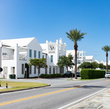 a planned community with beautiful white houses along 30a