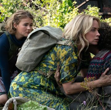 a quiet place part 2  millicent simmonds as regan, emily blunt as evelyn and noah jupe as marcus
