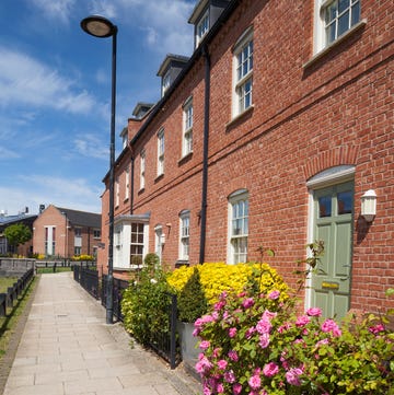 A row of modern suburban terrace houses at Upton