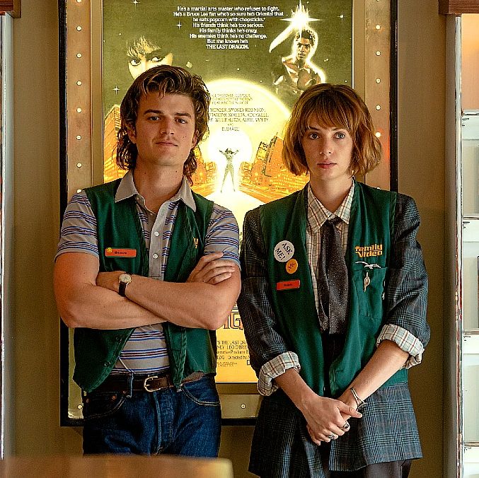 steve and robin work at family video in a scene from stranger things' fourth season