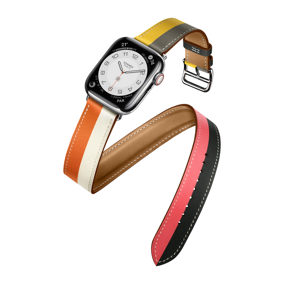 hermÈs casaque 橘白雙色swift小牛皮雙圈錶帶搭配41mm 錶盤（不含apple watch）