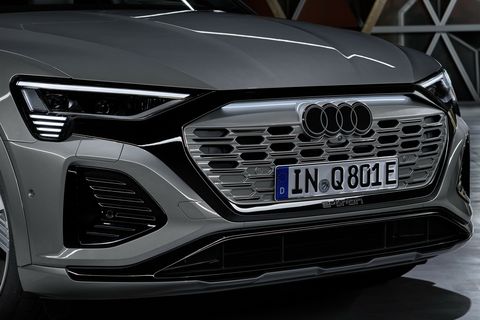audi q8 e tron with new logo on front