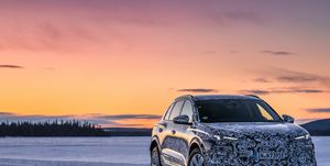 audi puts the near production prototype of the q6 e tron through its paces in the far north