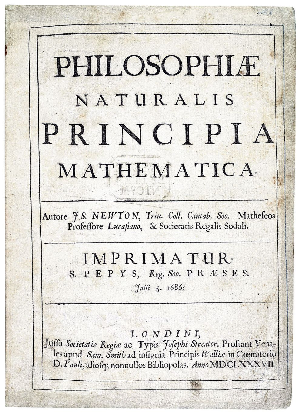 Op de eerste drie paginas van zijn Principia dankt Newton zijn vriend Halley voor diens aandringen op de publicatie van het boek in 1687