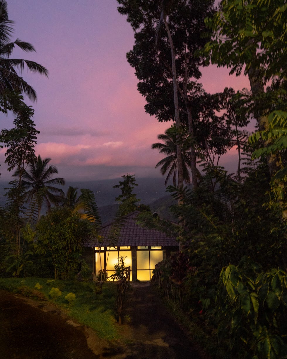 a house with a view of the ocean and trees