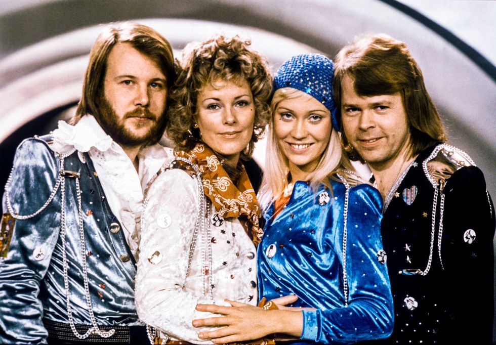 Agnetha Faltskog, Björn Ulvaeus, Benny Andersson und Annifrid Lyngstad, Abba im Jahr 1974
