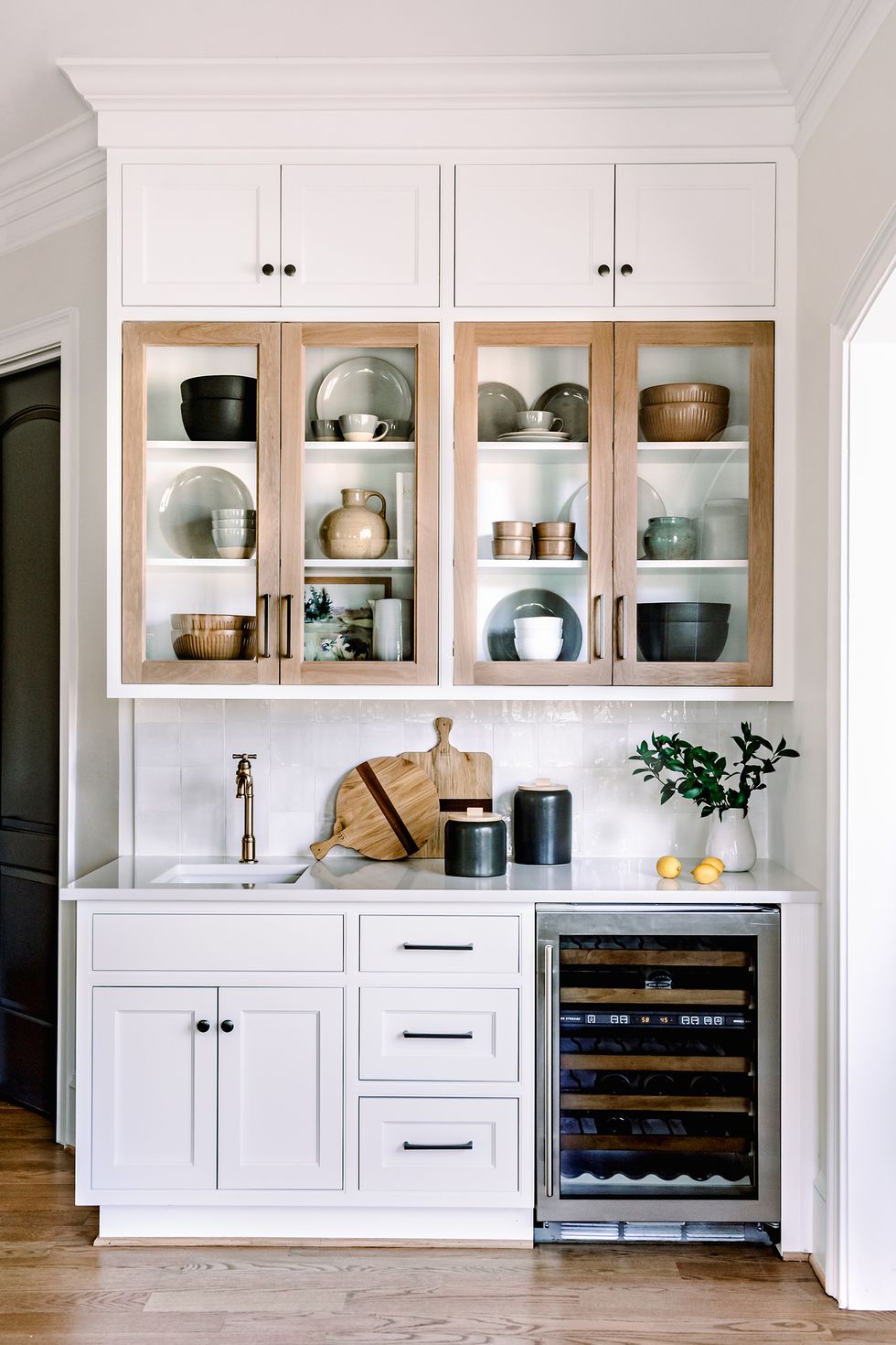 butler pantry white cabinets with prep station