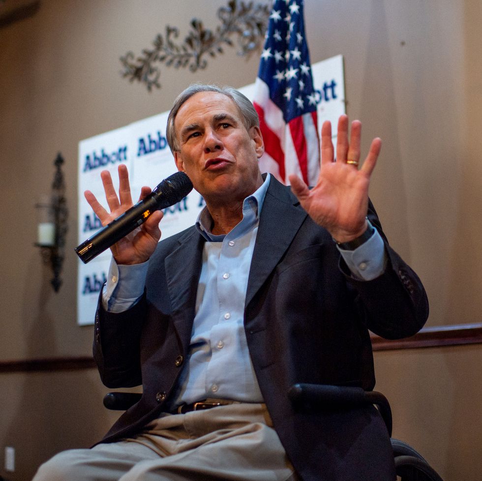 houston, texas   february 23 texas gov greg abbott speaks during the 'get out the vote' campaign event on february 23, 2022 in houston, texas gov greg abbott joined staff at the fratelli's ristorante to encourage supporters ahead of this year's early voting  photo by brandon bellgetty images