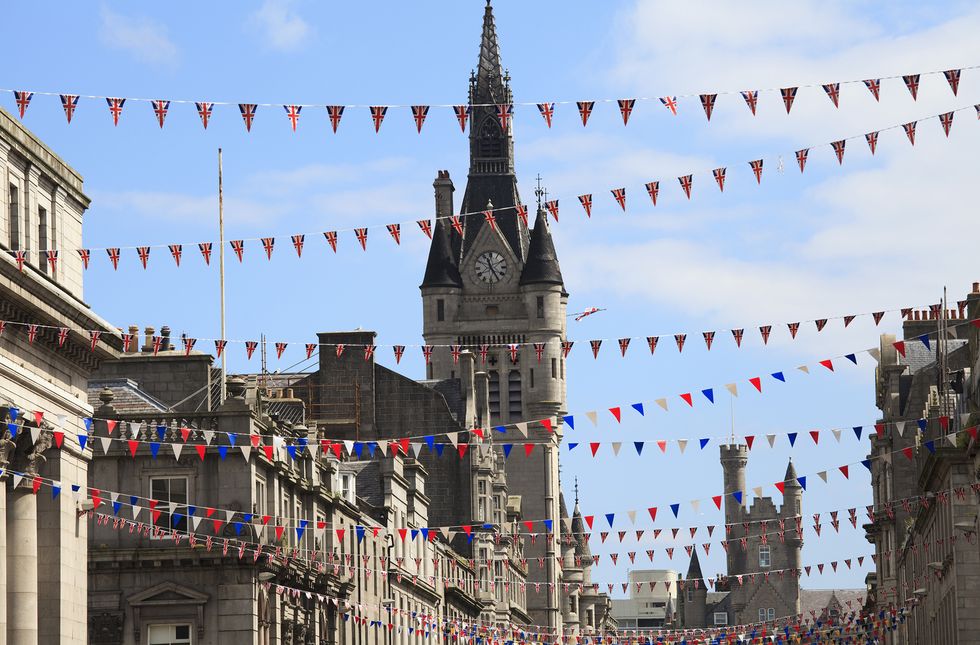 Flags hung on Union Street in Aberdeen