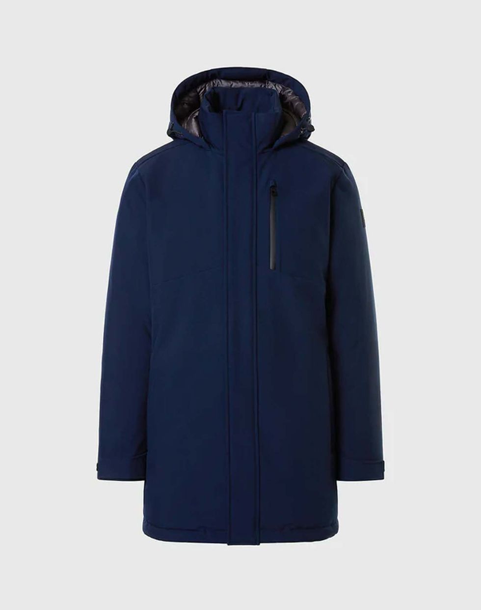 a blue jacket with a hood